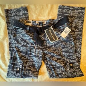 REQUEST Men’s Jeans Blue Camo Cargo Pants 36 x 34 NWT